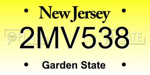 2MV538 New Jersey License Plate