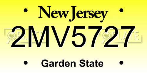 2MV5727 New Jersey License Plate