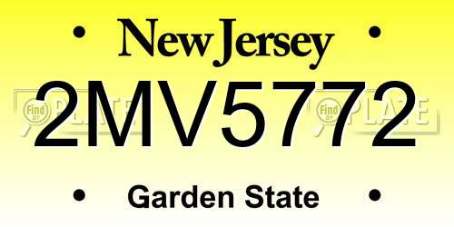 2MV5772 New Jersey License Plate