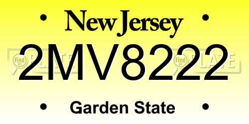 2MV8222 New Jersey License Plate