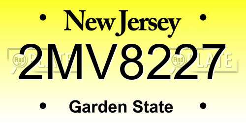 2MV8227 New Jersey License Plate