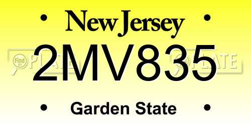 2MV835 New Jersey License Plate