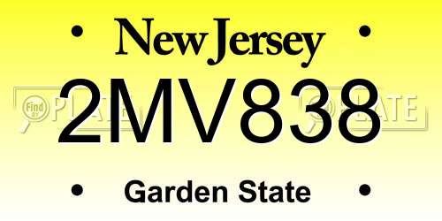 2MV838 New Jersey License Plate