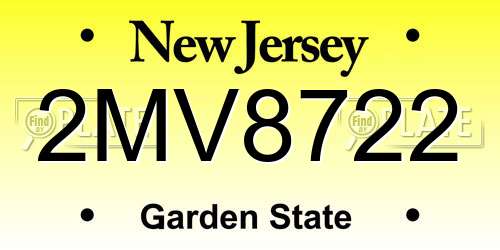 2MV8722 New Jersey License Plate