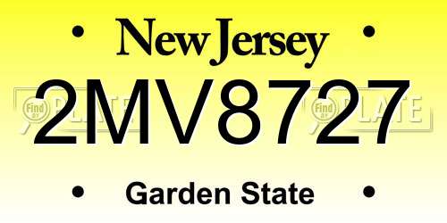 2MV8727 New Jersey License Plate
