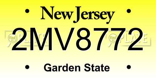2MV8772 New Jersey License Plate