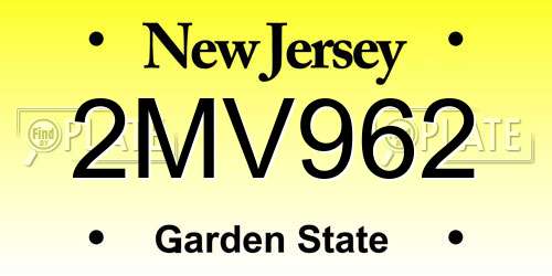 2MV962 New Jersey License Plate