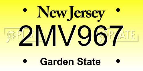 2MV967 New Jersey License Plate