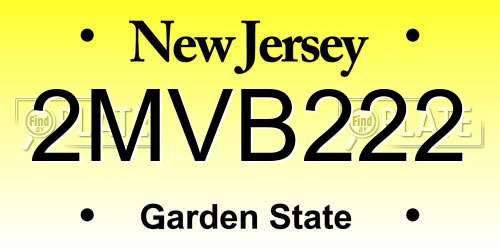 2MVB222 New Jersey License Plate