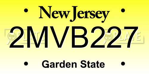 2MVB227 New Jersey License Plate