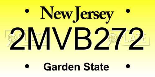2MVB272 New Jersey License Plate