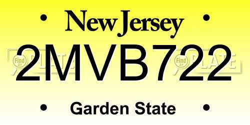 2MVB722 New Jersey License Plate