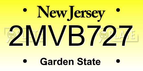 2MVB727 New Jersey License Plate