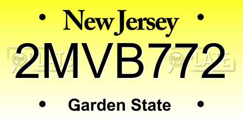 2MVB772 New Jersey License Plate