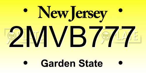 2MVB777 New Jersey License Plate