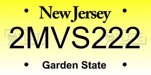 2MVS222 New Jersey License Plate