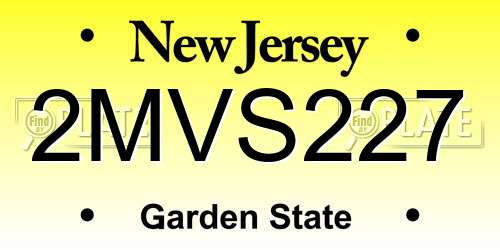 2MVS227 New Jersey License Plate