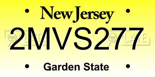 2MVS277 New Jersey License Plate