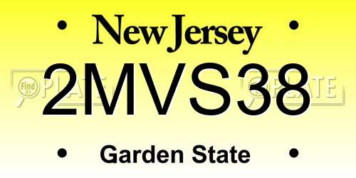 2MVS38 New Jersey License Plate