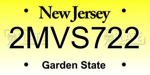 2MVS722 New Jersey License Plate