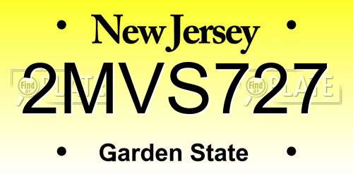 2MVS727 New Jersey License Plate