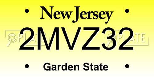 2MVZ32 New Jersey License Plate