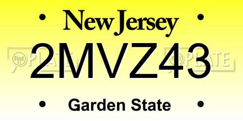 2MVZ43 New Jersey License Plate