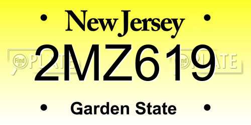 2MZ619 New Jersey License Plate