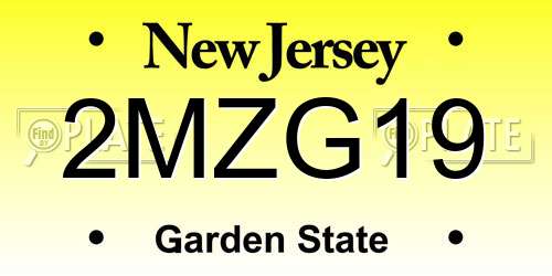 2MZG19 New Jersey License Plate
