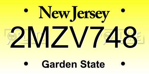 2MZV748 New Jersey License Plate