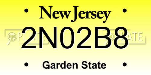 2N02B8 New Jersey License Plate