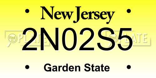 2N02S5 New Jersey License Plate