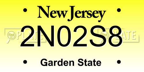2N02S8 New Jersey License Plate