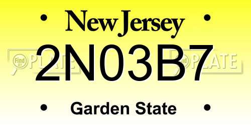 2N03B7 New Jersey License Plate