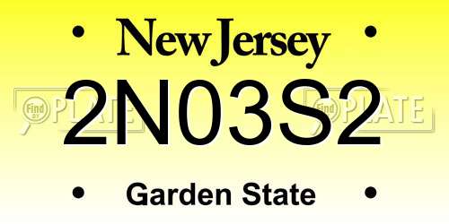 2N03S2 New Jersey License Plate