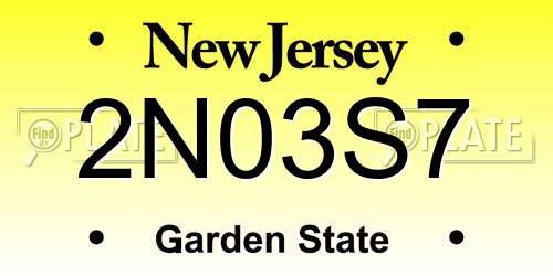 2N03S7 New Jersey License Plate
