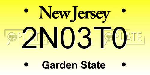 2N03T0 New Jersey License Plate
