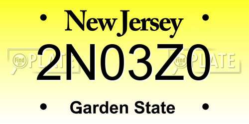 2N03Z0 New Jersey License Plate
