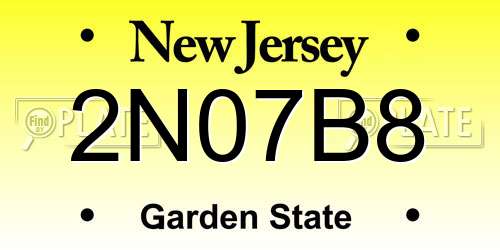 2N07B8 New Jersey License Plate