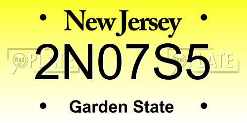 2N07S5 New Jersey License Plate