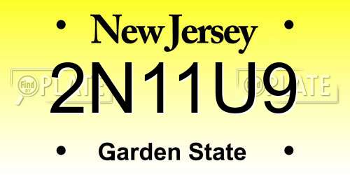 2N11U9 New Jersey License Plate