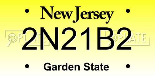 2N21B2 New Jersey License Plate
