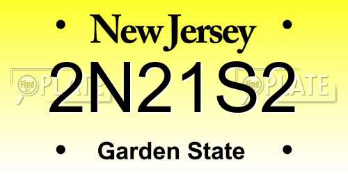 2N21S2 New Jersey License Plate