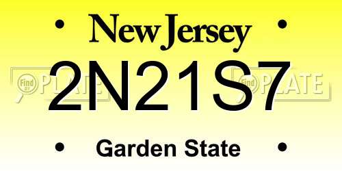 2N21S7 New Jersey License Plate