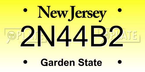 2N44B2 New Jersey License Plate