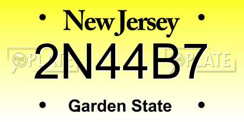 2N44B7 New Jersey License Plate