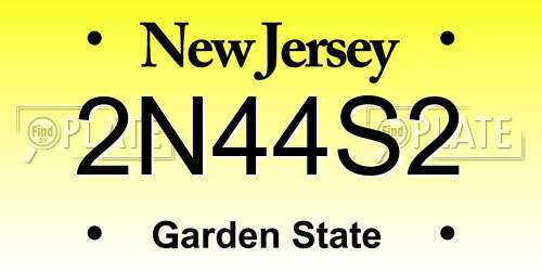 2N44S2 New Jersey License Plate