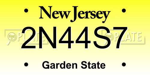 2N44S7 New Jersey License Plate