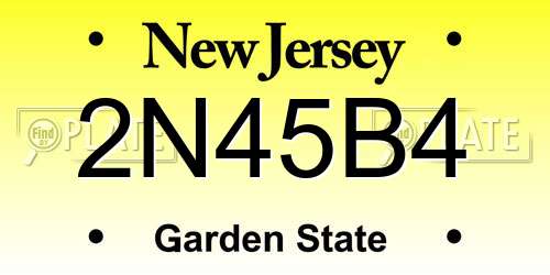 2N45B4 New Jersey License Plate