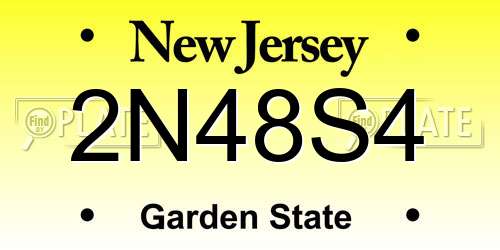 2N48S4 New Jersey License Plate